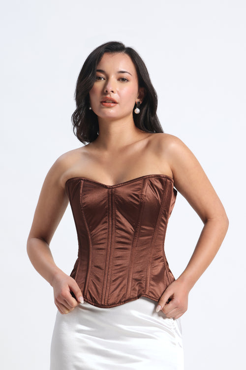 METAL BONED BROWN CORSET