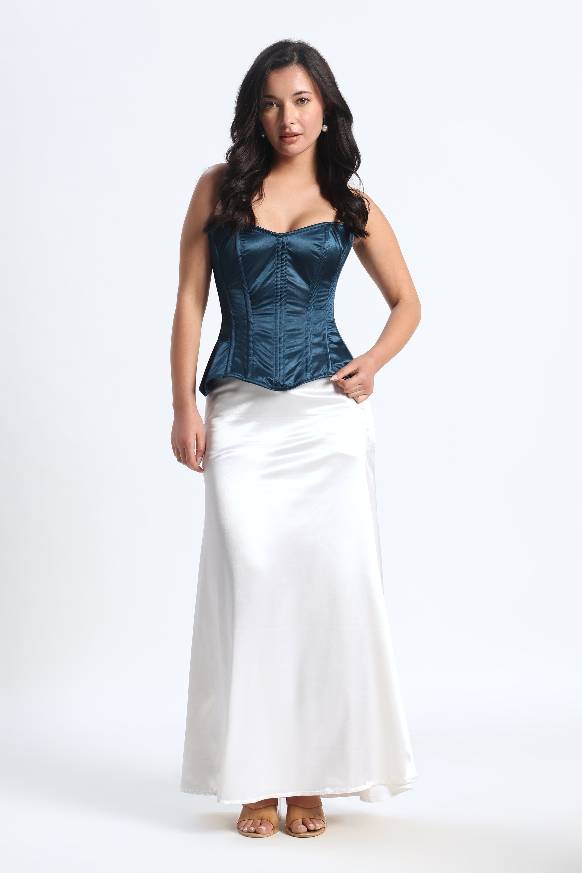 METAL BONED TEAL CORSET